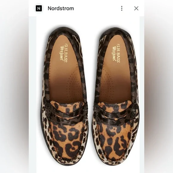 G.H. Bass & Co. Leopard Print Penny Loafers - Brown & Black - Picture 1 of 6